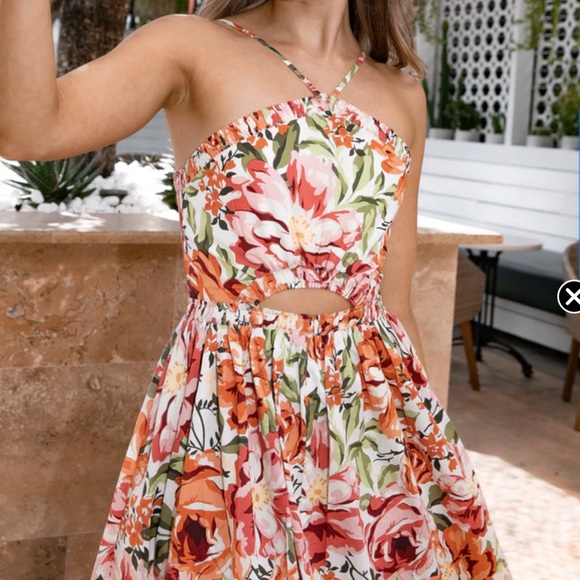 Petal + Pup Seven Wonders Madeira Dress- Orange Floral - Picture 2 of 7